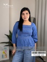 Denim Smocked Top