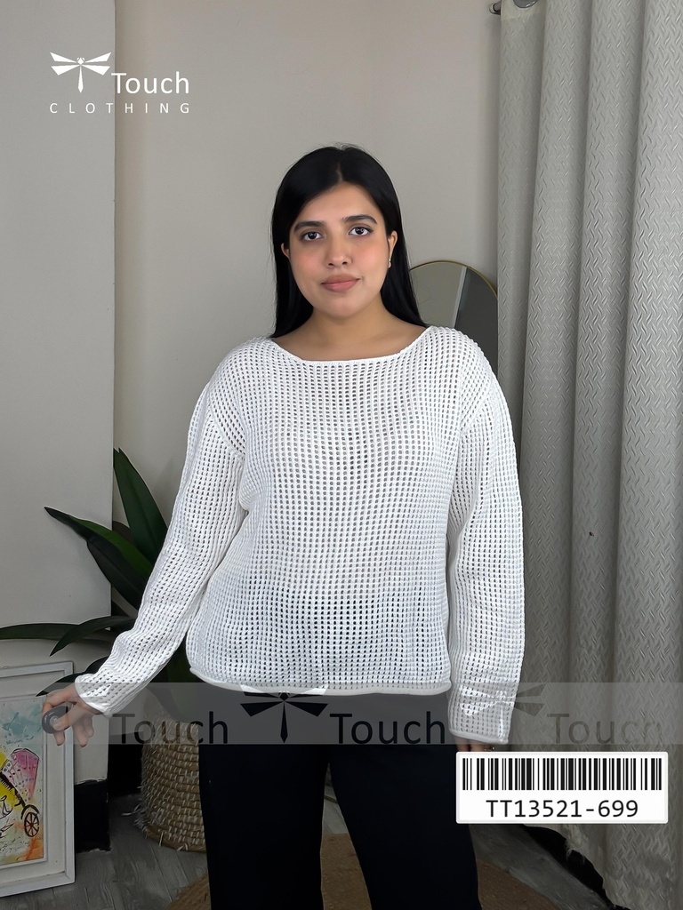 [TT13521] Open Mesh Knit Sweater