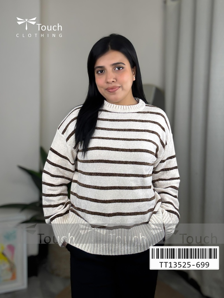 [TT13525] Striped Ribbed Knit Sweater